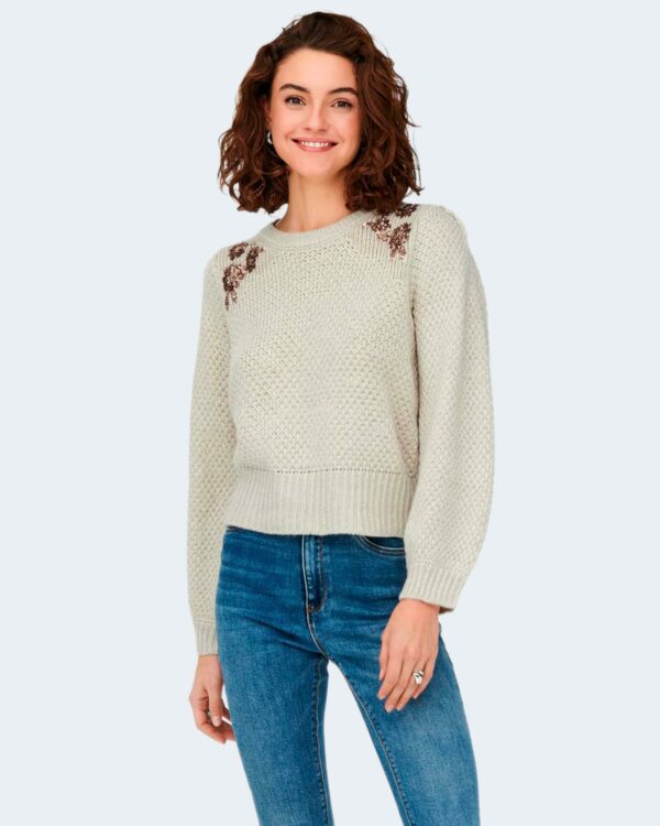 Maglia Only ONLMIOLA L/S PUFF PULLOVER KNT - 15243610 Beige - Foto 1