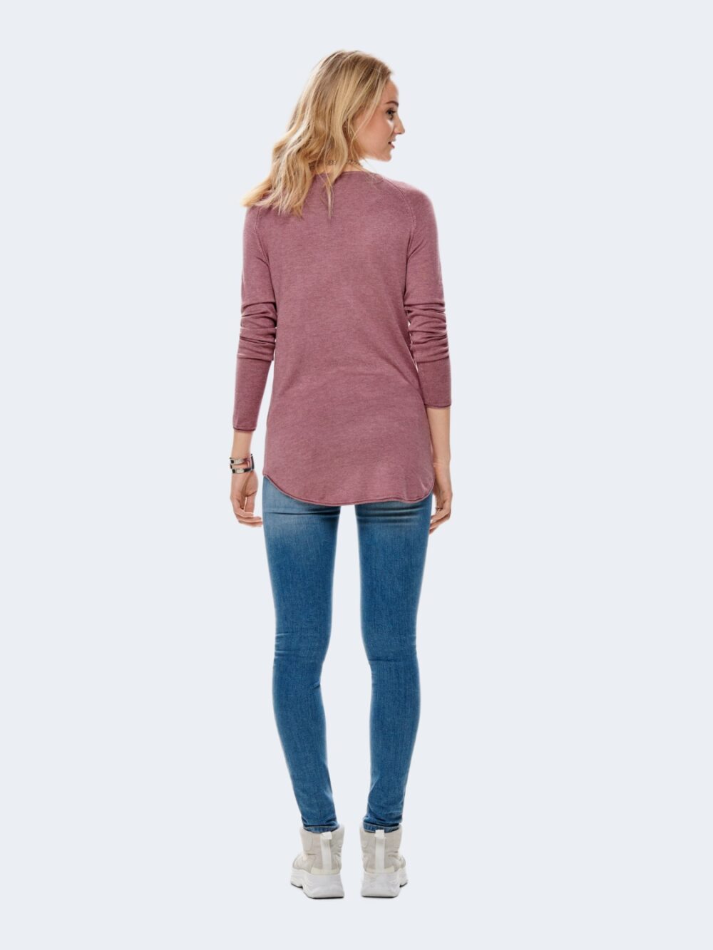 Maglia Only MILA LACY L/S LONG PULLOVER KNT NOOS Rosa - Foto 4