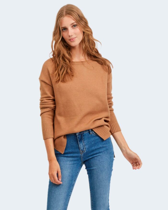 Maglione Vila Clothes VIRIL HIGH LOW L/S KNIT TOP NOOS Beige scuro – 81432