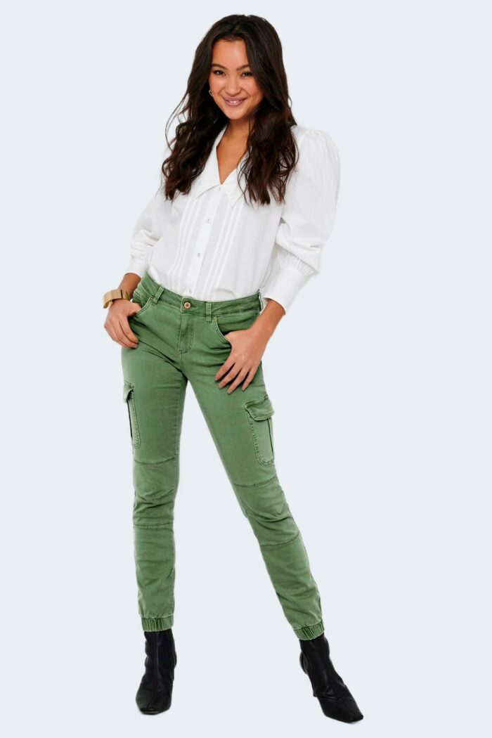 Pantaloni skinny Only MISSOURI REG ANK LIFE CARGO PNT Verde Oliva
