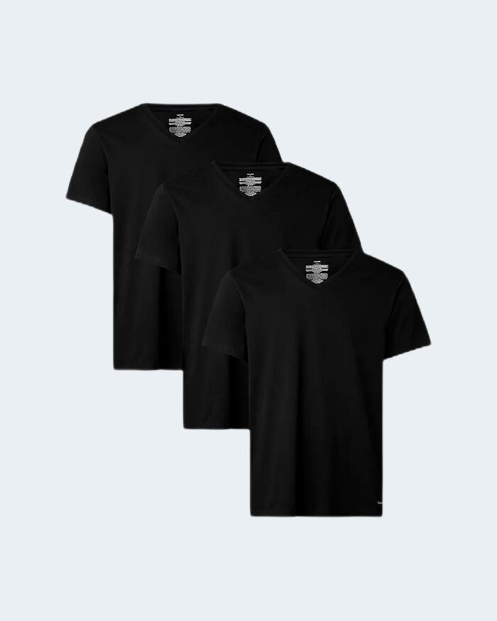 T-shirt intimo Calvin Klein Underwear S/S V NECK 3PK BLACK Nero – 81569