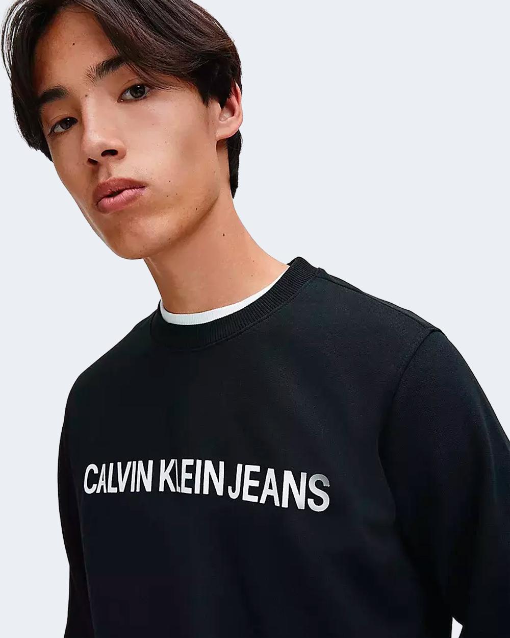 Felpa senza cappuccio Calvin Klein Jeans CORE INSTITUTIONAL LOGO Nero - Foto 3