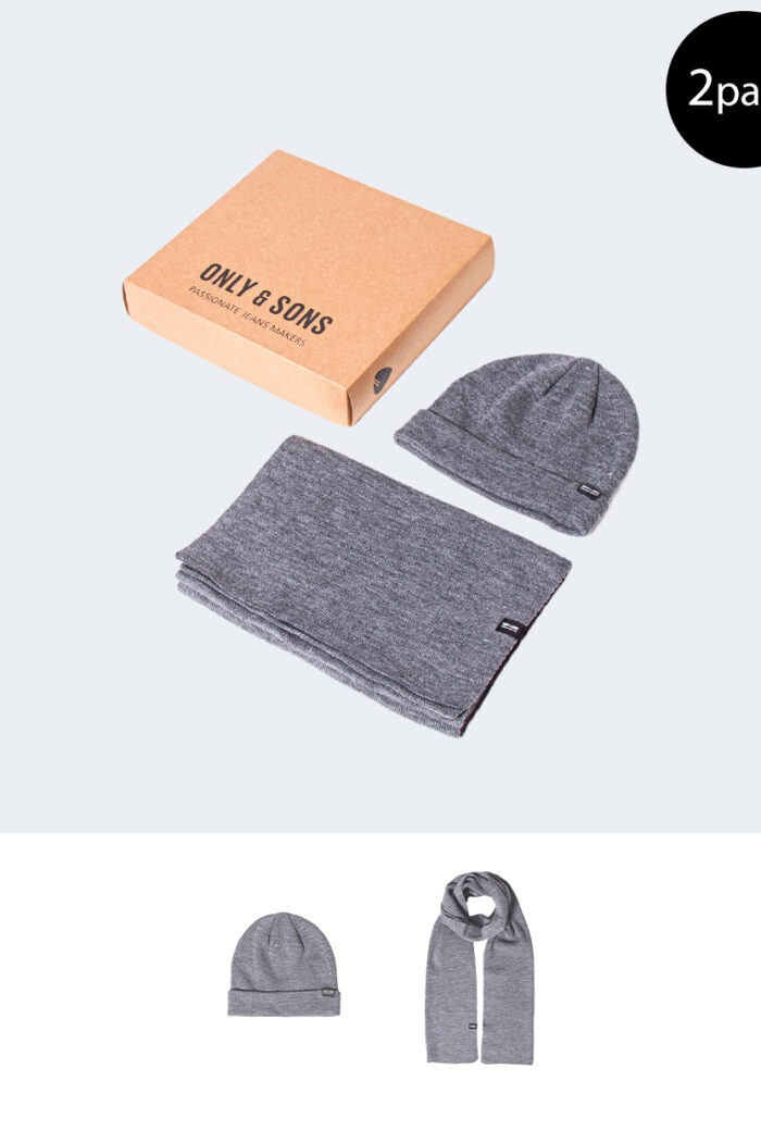 Sciarpa Only & Sons ONSEVAN LIFE KNIT BOX BEANIE & SCARF Grigio