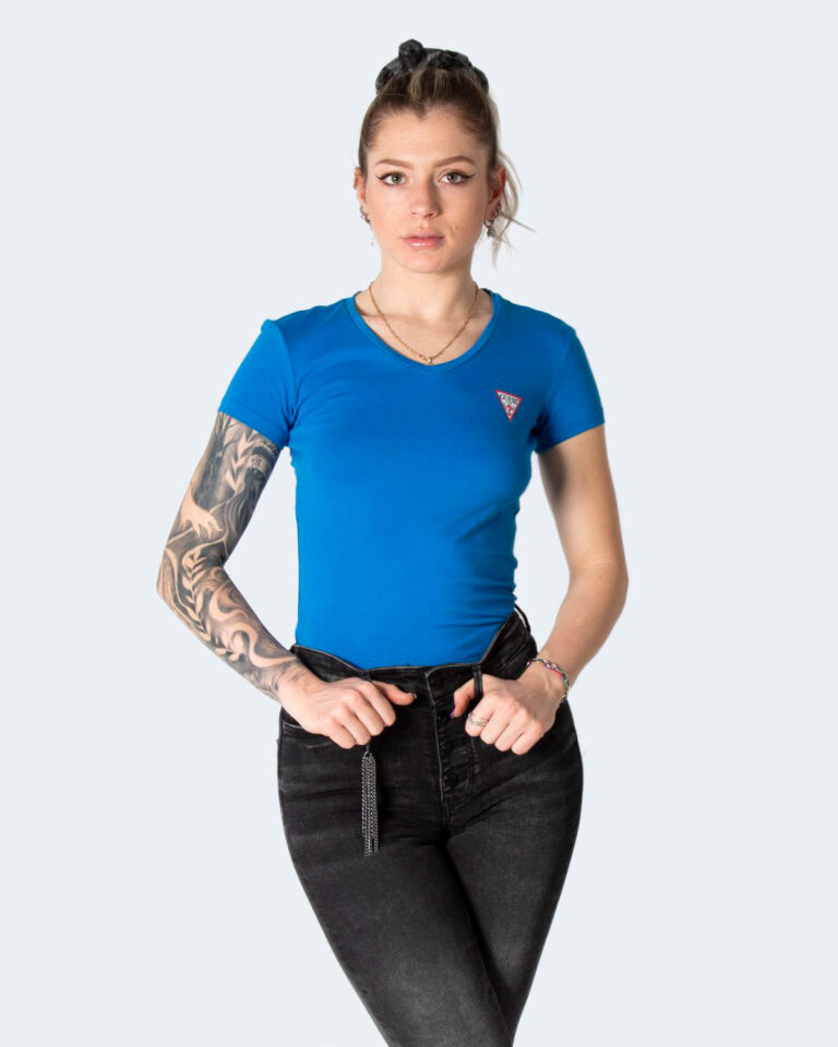 T-shirt Guess SS VN MINI TRIANGLE TEE Azzurro - Foto 1