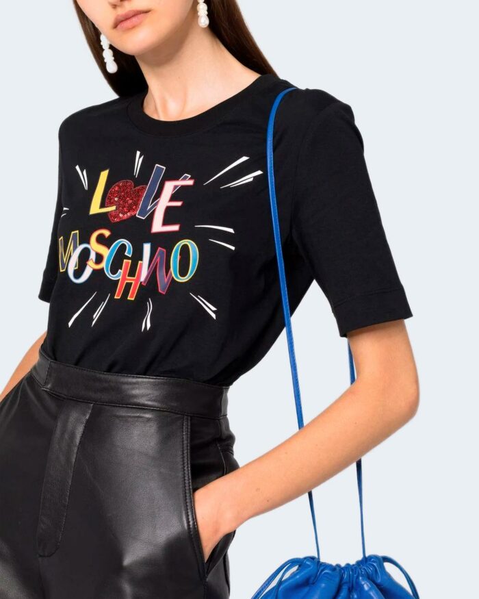 T-shirt Love Moschino LOGO LETTERE COLOR Nero – 82645