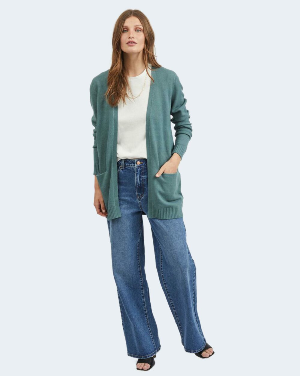 Cardigan Vila Clothes NOOS VIRIL OPEN L/S KNIT CARDIGAN Verde - Foto 3
