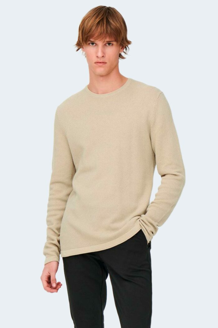 Maglia Only & Sons ONSPANTER REG 12 STRUC CREW KNIT NOOS Beige – 52597