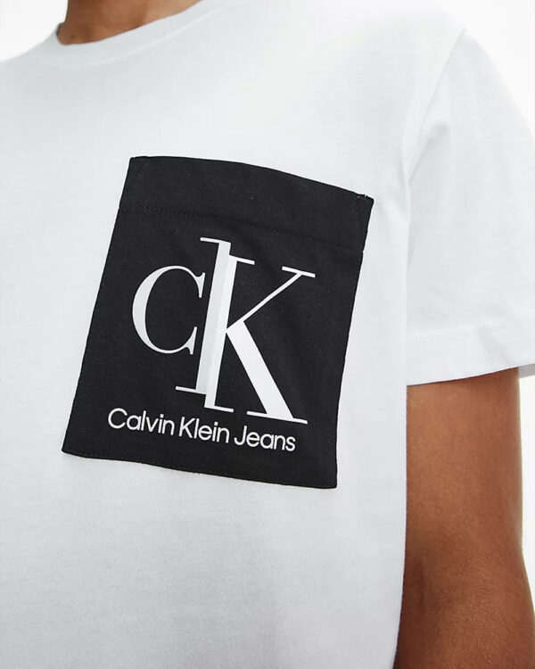 T-shirt Calvin Klein Jeans SPLICED CK POCKET TE J30J319723 Bianco - Foto 2