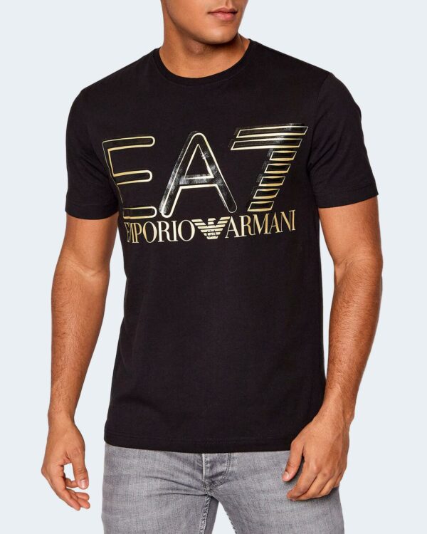 T-shirt EA7 STAMPA LOGO Black gold - Foto 1