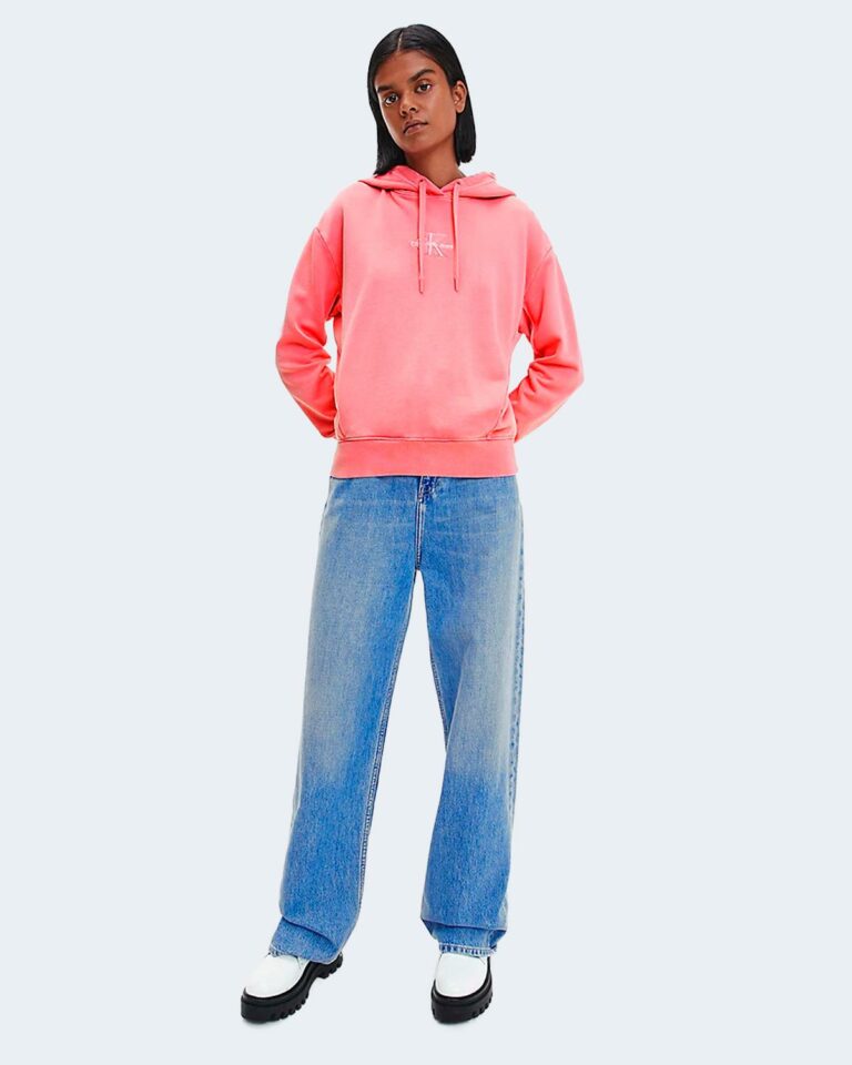 Felpa con cappuccio Calvin Klein Jeans MONOGRAM LOGO WASHED HOODIE Rosa - Foto 4