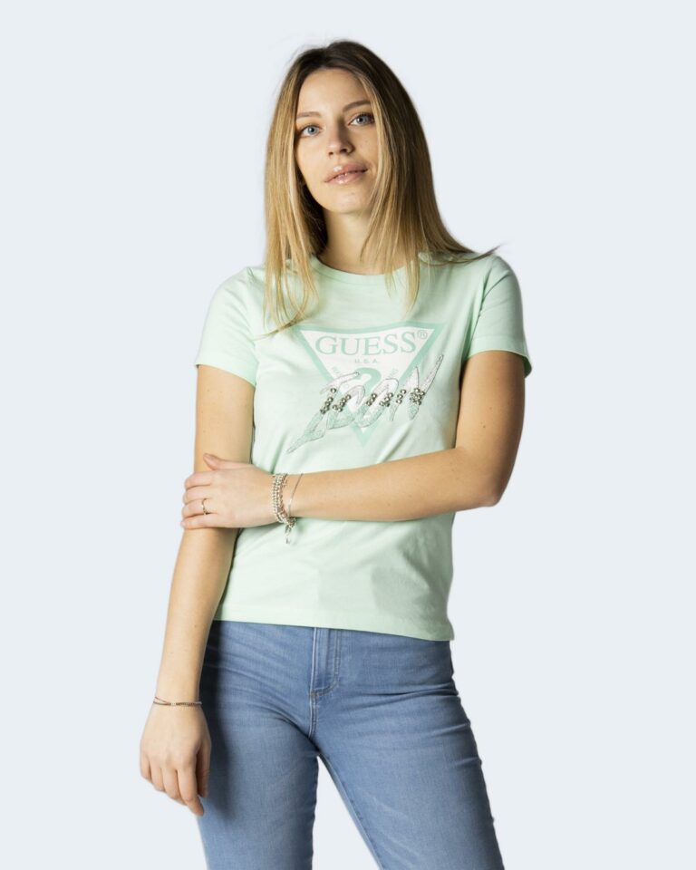 T-shirt Guess SS ICON TEE Verde - Foto 4