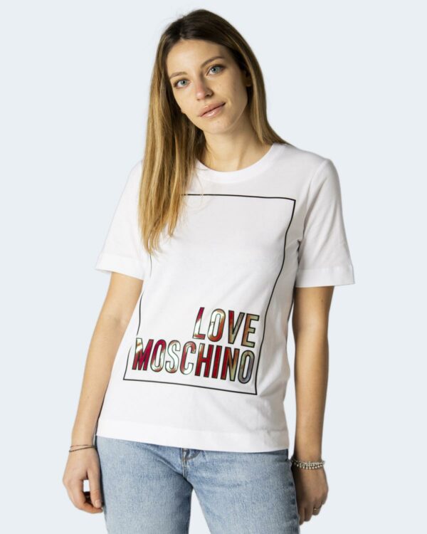 T-shirt Love Moschino M/C LOGO OPTICAL Bianco - Foto 1