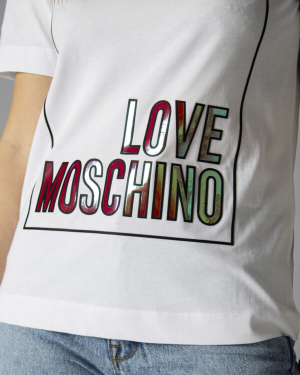 T-shirt Love Moschino M/C LOGO OPTICAL Bianco - Foto 2