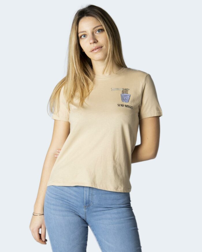 T-shirt Only ONLKITA LIFE REG S/S NOODLE TOP BOX JRS – 15249692 Beige scuro – 80695