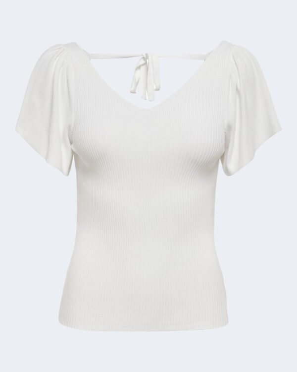 T-shirt Only ONLLEELO S/S BACK PULLOVER KNT NOOS Bianco - Foto 5
