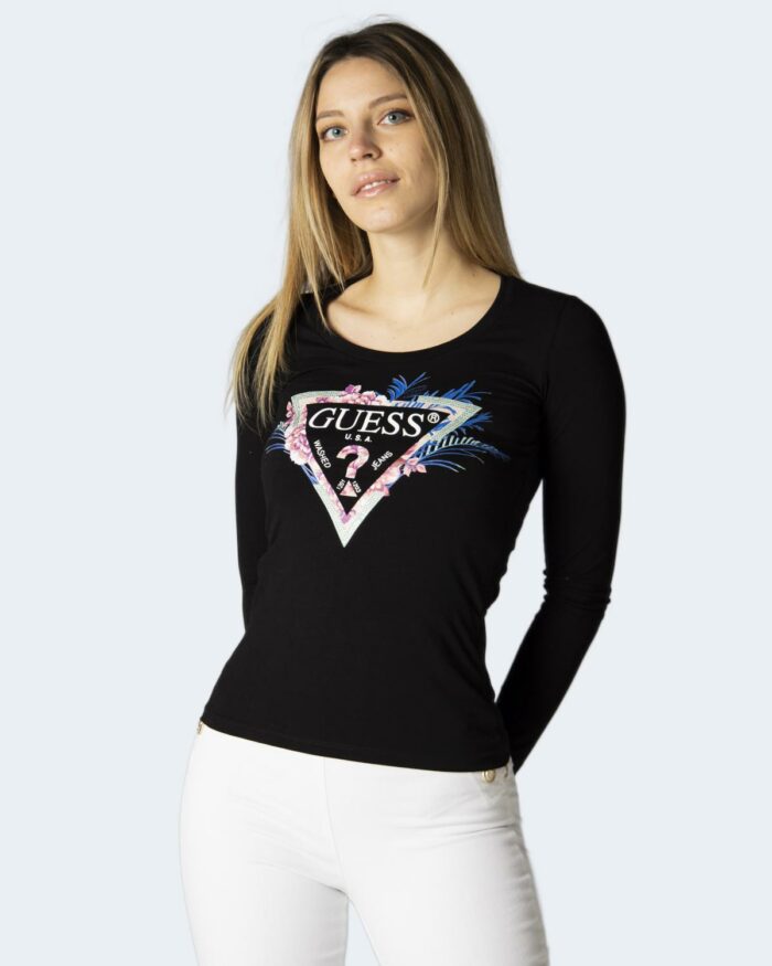 T-shirt manica lunga Guess LS CN BENTE TEE Nero – 83584