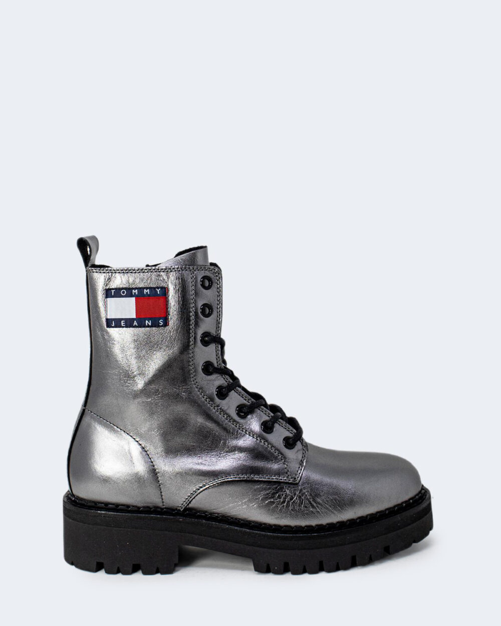 Anfibi Tommy Hilfiger Jeans METALLIC LACE UP BOOT Argento - Foto 1