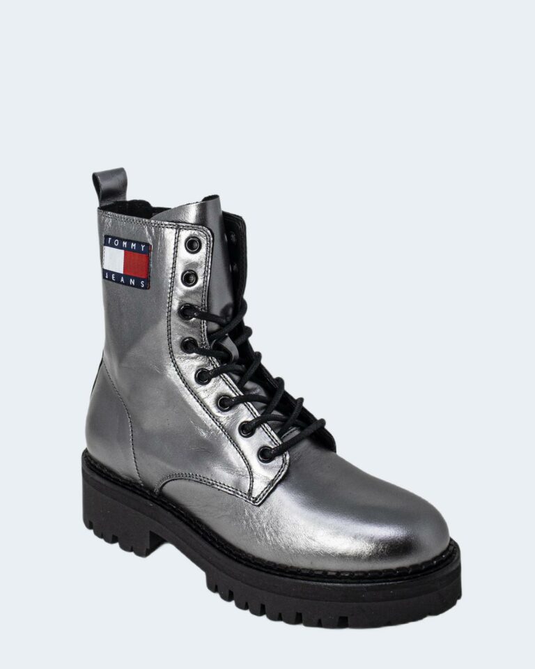 Anfibi Tommy Hilfiger Jeans METALLIC LACE UP BOOT Argento - Foto 3