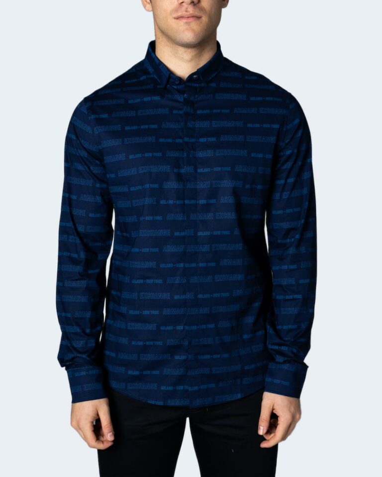Camicia manica lunga Armani Exchange micro rombi Azzurro - Foto 1