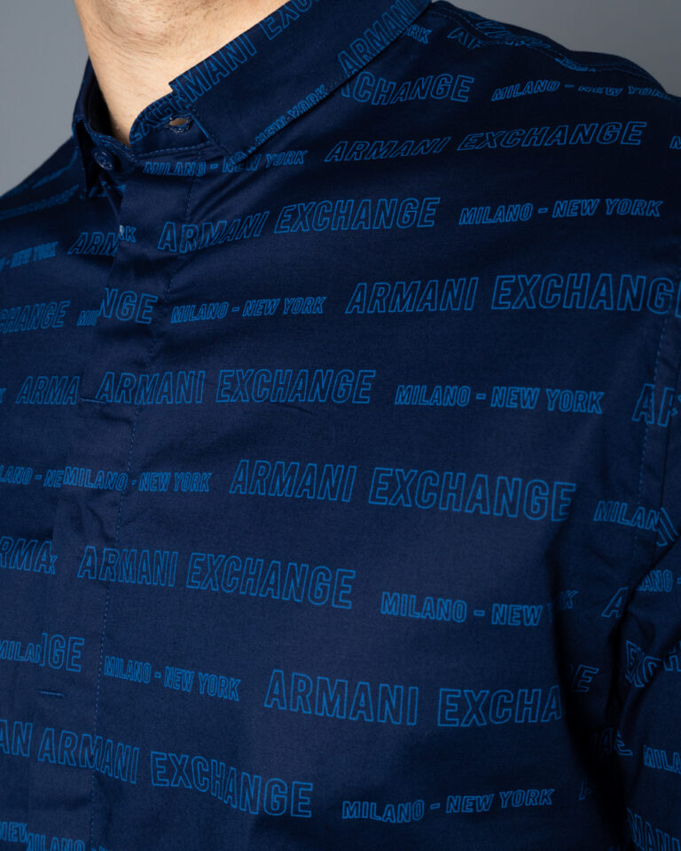 Camicia manica lunga Armani Exchange micro rombi Azzurro - Foto 3