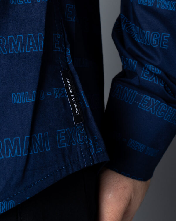 Camicia manica lunga Armani Exchange micro rombi Azzurro - Foto 4