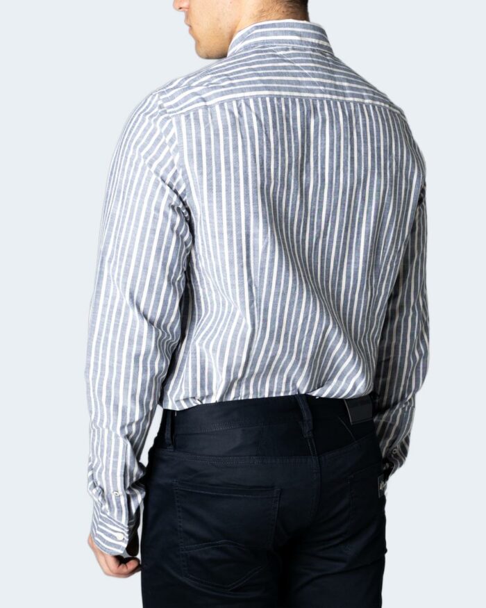 Camicia manica lunga Tommy Hilfiger SLIM SLUB OXFORD STRIPE SHIRT Indigo – 86600