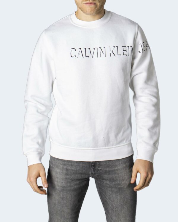 Felpa senza cappuccio Calvin Klein Jeans SHADOW LOGO CREW NE Bianco - Foto 1