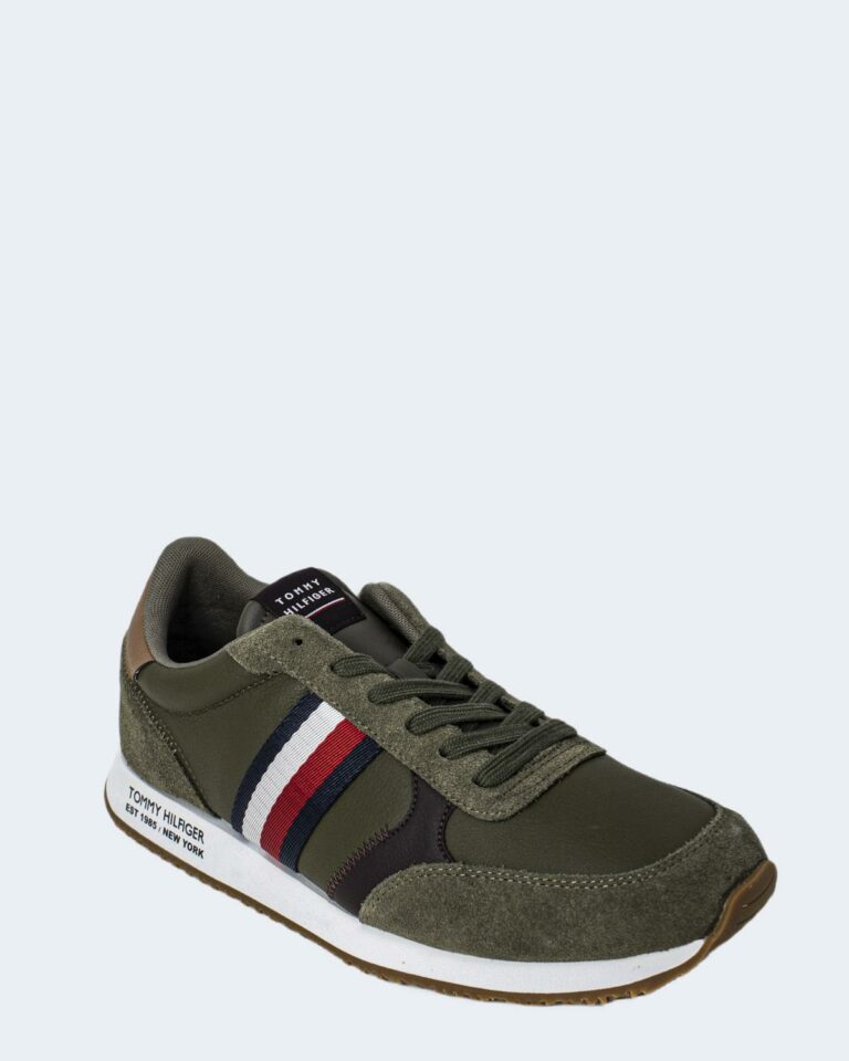 Sneakers Tommy Hilfiger RUNNER LO LAETHER MIX Verde Oliva - Foto 3