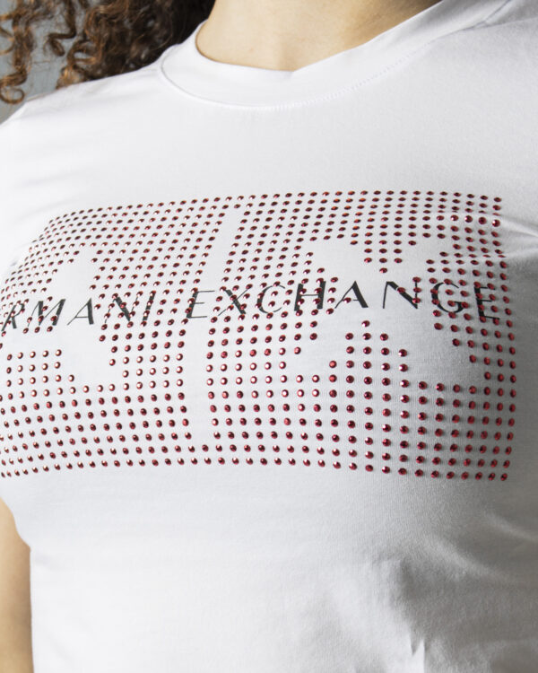 T-shirt Armani Exchange LOGO BORCHIATO Bianco - Foto 3