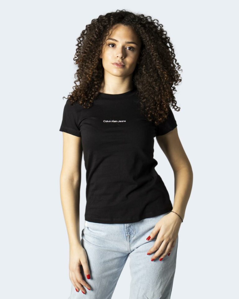 T-shirt Calvin Klein Jeans MONOGRAM LOGO SLIM T Black-White - Foto 4
