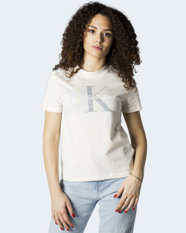 T-shirt Calvin Klein Jeans TWO TONE MONOGRAM RE J20J217711 Panna - Foto 3
