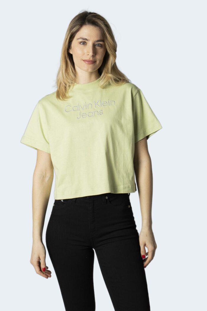 T-shirt Calvin Klein SILVER EMBROIDERY LO Verde – 80902