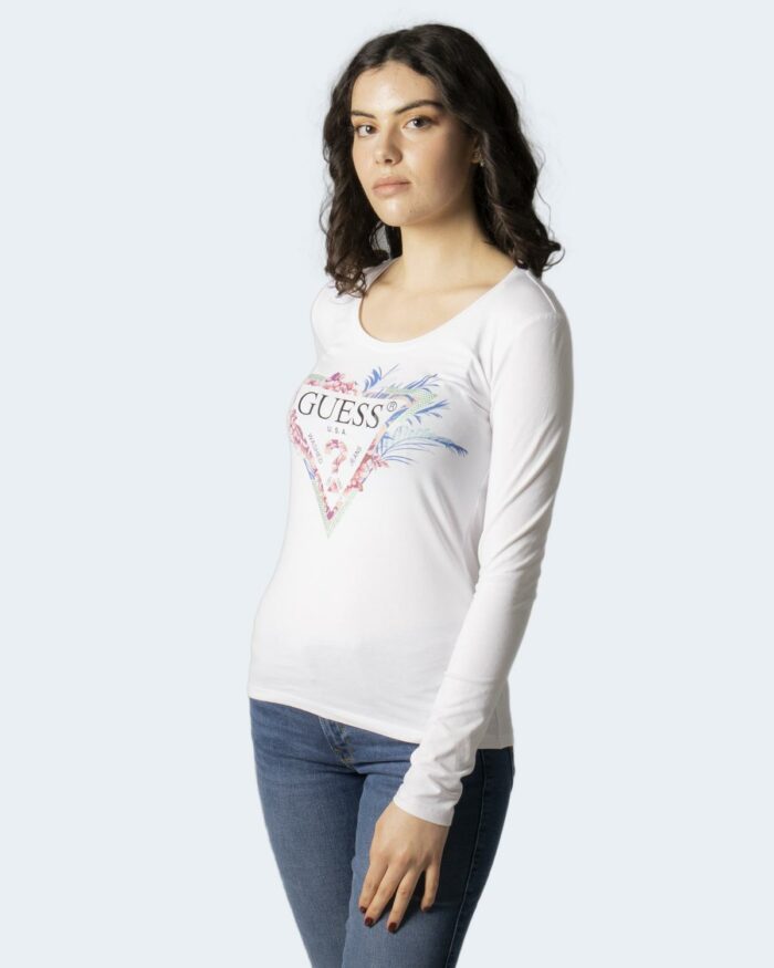 T-shirt manica lunga Guess LS CN BENTE TEE Bianco – 83584