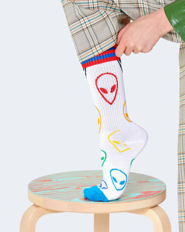 Calzini Happy Socks ALIEN THIN CREW SOCK Bianco – 89950