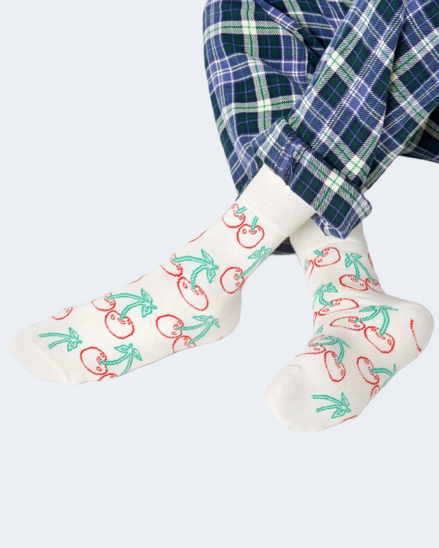 Calzini Happy Socks CHERRY 1/2 CREW SOCK Bianco – 89959
