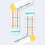 Calzini Lunghi Happy Socks COLOR GRID CREW SOCK Bianco - Foto 3