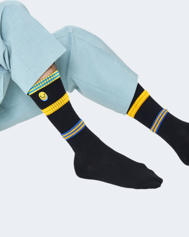 Calzini Lunghi Happy Socks COLORS CUFF THIN CREW SOCK Nero – 89944