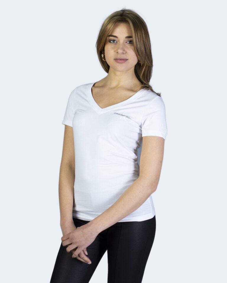 T-shirt Calvin Klein Jeans MONOGRAM LOGO V-NECK Bianco - Foto 1