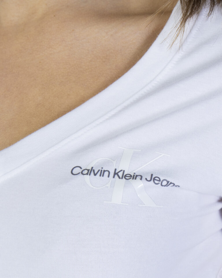 T-shirt Calvin Klein Jeans MONOGRAM LOGO V-NECK Bianco - Foto 2