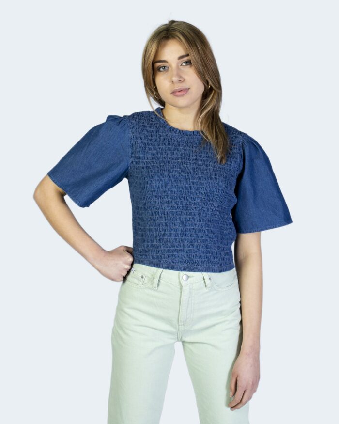 T-shirt Jacqueline De Yong JDYWENDY 2/4 SMOCK TOP WVN Blue Denim – 80763