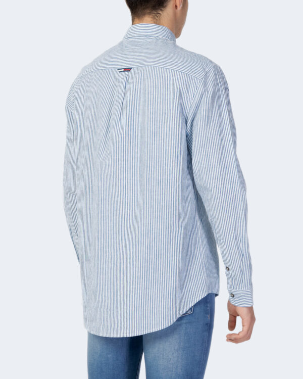 Camicia manica lunga Tommy Hilfiger Jeans TJM STRIPED LINEN BL Celeste - Foto 4