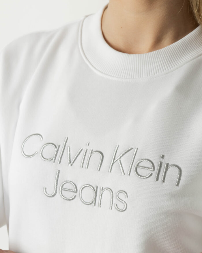 Felpa senza cappuccio Calvin Klein EMBROIDERY LOOSE SWE Bianco – 81153