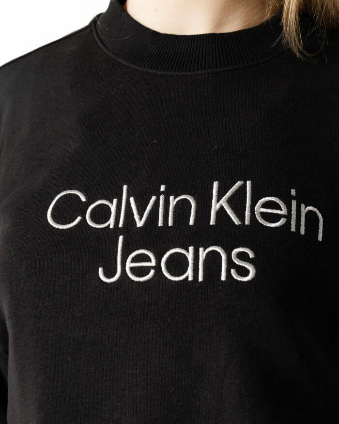 Felpa senza cappuccio Calvin Klein EMBROIDERY LOOSE SWE Nero – 81153