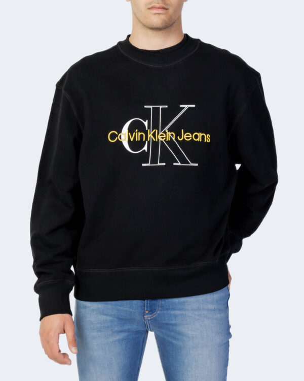 Felpa senza cappuccio Calvin Klein Jeans TWO TONE MONOGRAM CR Nero - Foto 1
