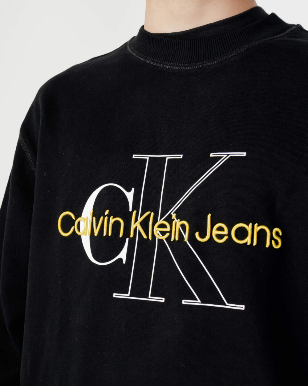 Felpa senza cappuccio Calvin Klein Jeans TWO TONE MONOGRAM CR Nero - Foto 2