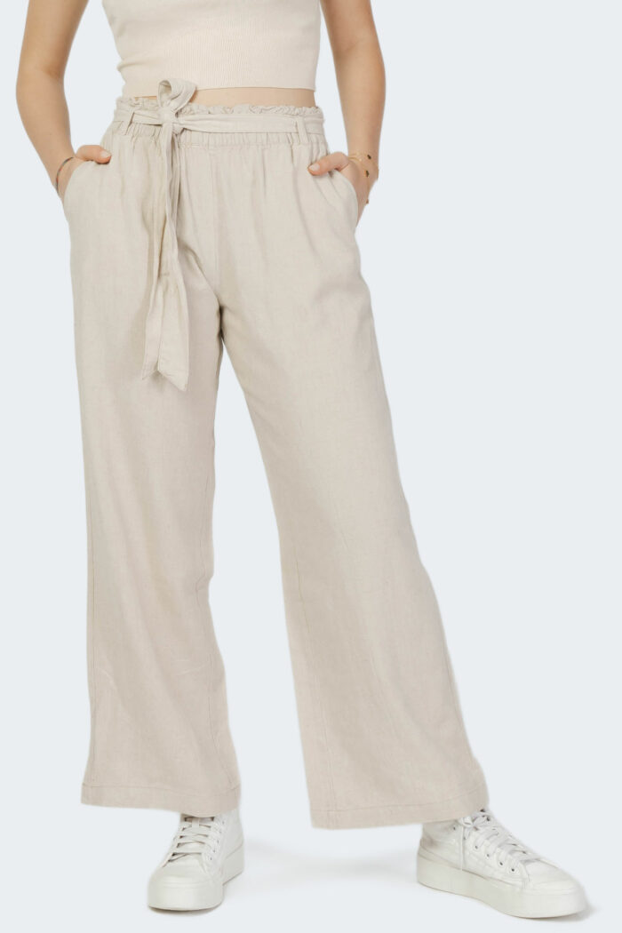 Pantaloni bootcut Jacqueline De Yong JDYSAY LINEN BELT PANT WVN Beige – 90873
