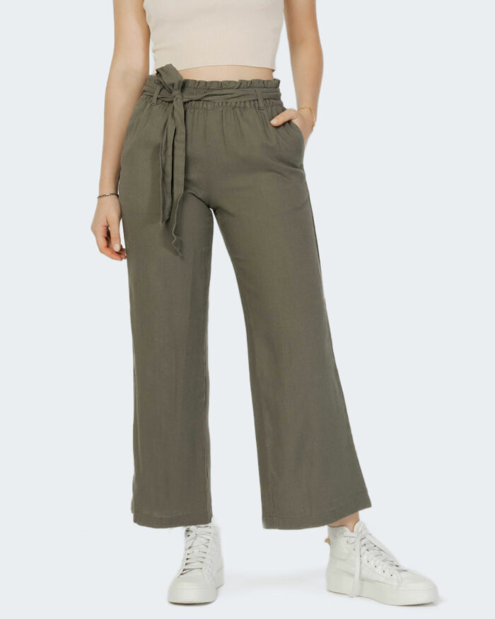 Pantaloni bootcut Jacqueline De Yong JDYSAY LINEN BELT PANT WVN Verde Oliva – 90873