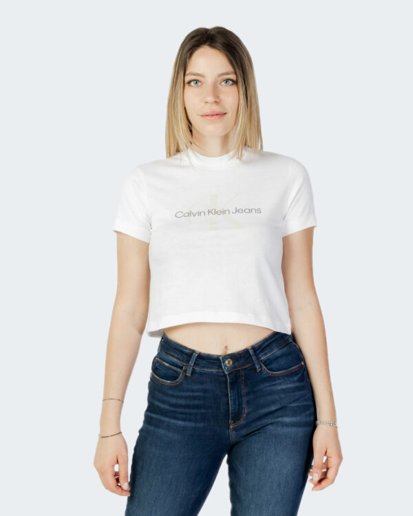 T-shirt Calvin Klein Jeans SEASONAL MONOGRAM BA Bianco - Foto 3