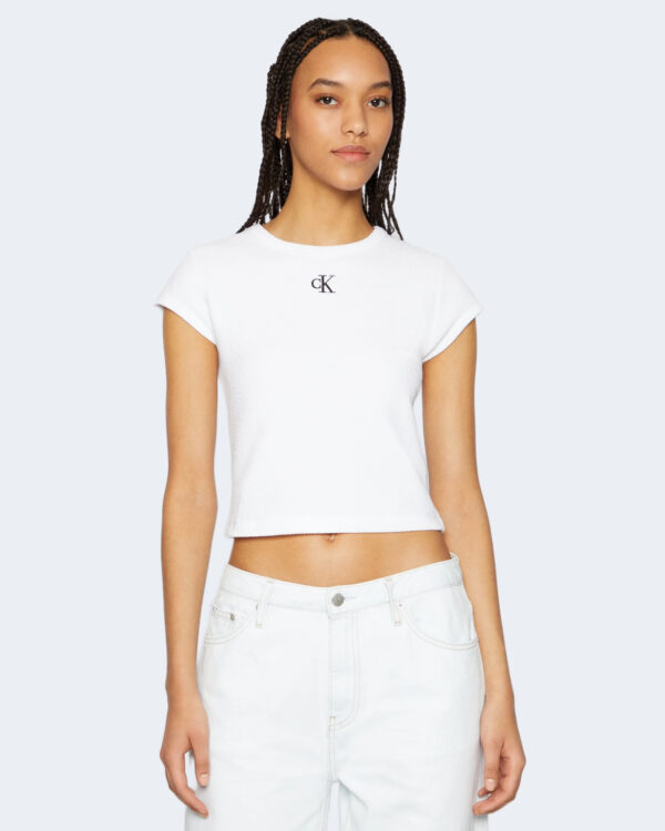 T-shirt Calvin Klein Jeans SLUB RIB FITTED TEE Bianco - Foto 3