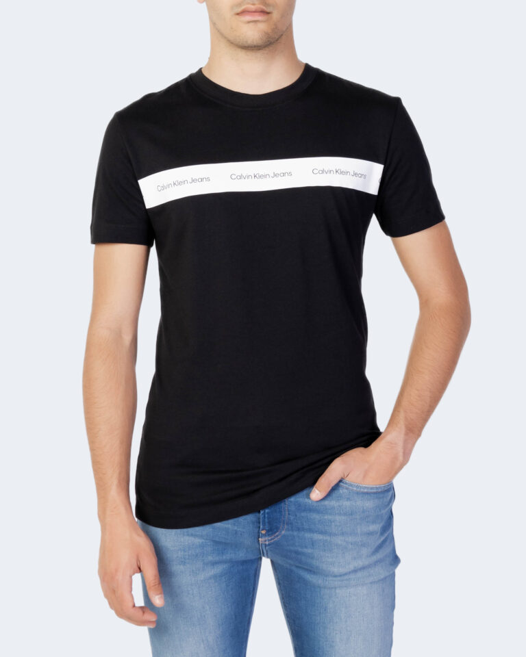 T-shirt Calvin Klein Jeans CONTRAST INSTIT STRI Nero - Foto 1